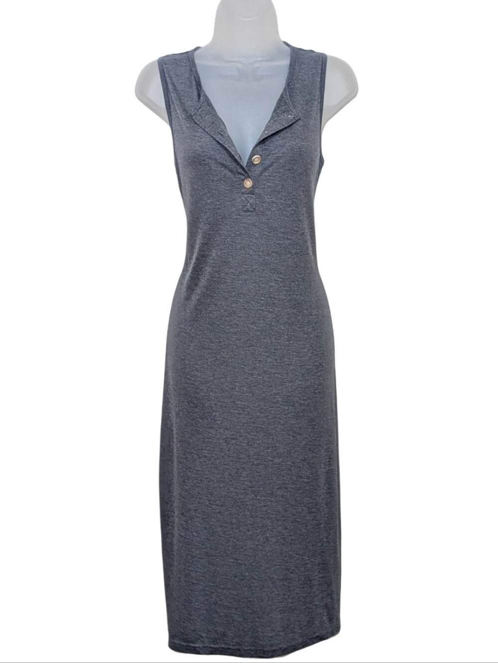 SHEIN | Sleeveless Gray Henley Maxi Dress | Casual | Shabby Chic | Summer |
